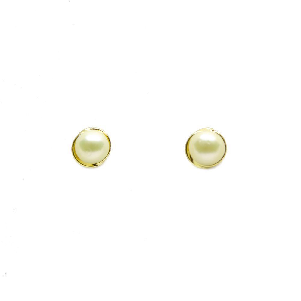 Brinco P�rola Rococ� com 4mm em Ouro 18 Kilates � 25284